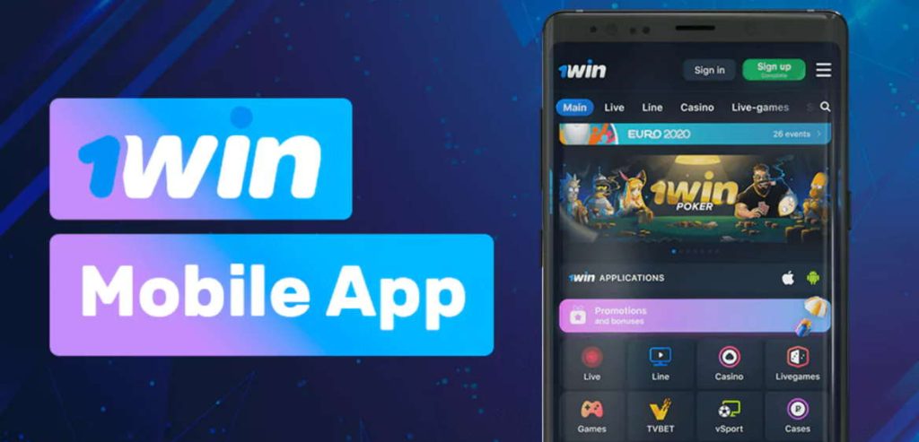 1win official app on the mobile phone.