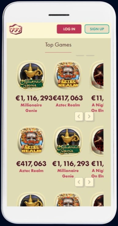 777 casino app on the mobile screen.