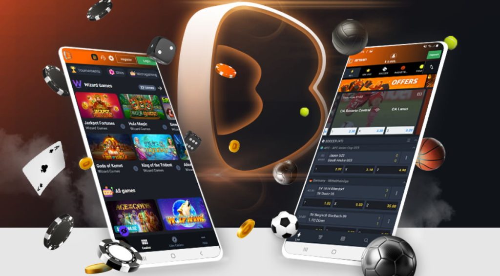 Betano app collage with casino and betting options.