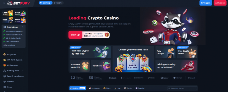 Betfury casino official website.