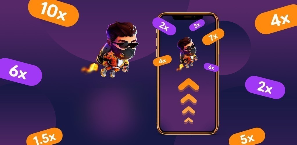 Aplicación Lucky Jet con el teléfono móvil y multiplicadores.