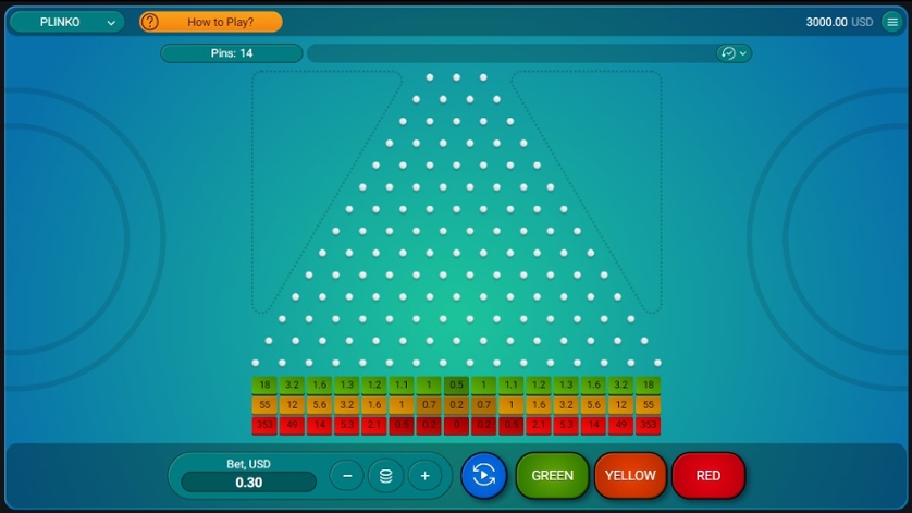 Versão de demonstração do aplicativo Plinko do jogo.