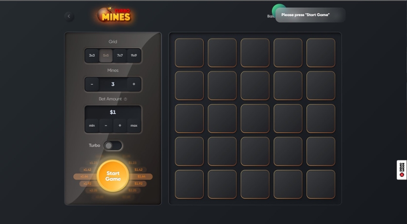 Mines game by Turbo Games.