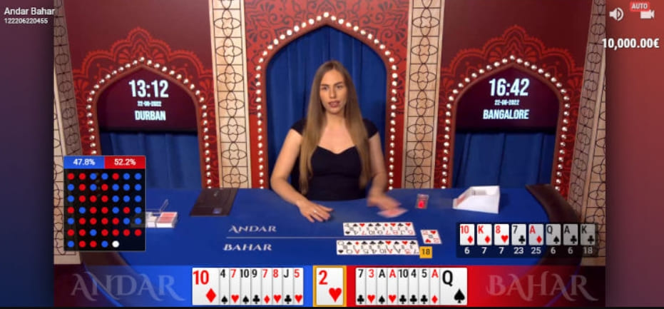 Andar Bahar online game with a live dealer.