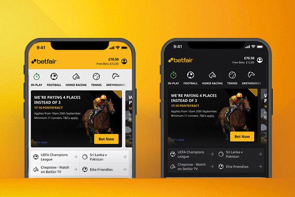 Betfair mobile app on mobile phones.