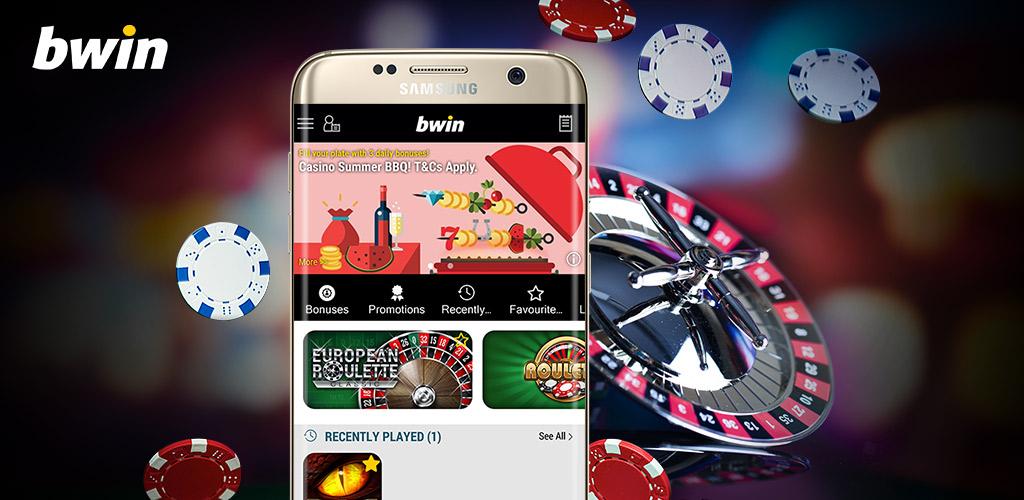 Bwin app collage con el móvil.