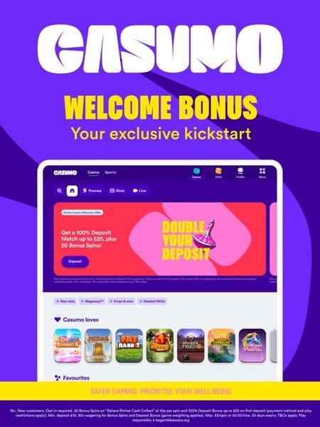 Casumo bonus available through the app.