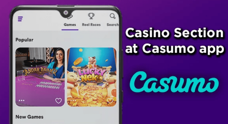 Casumo casino app with the available games.