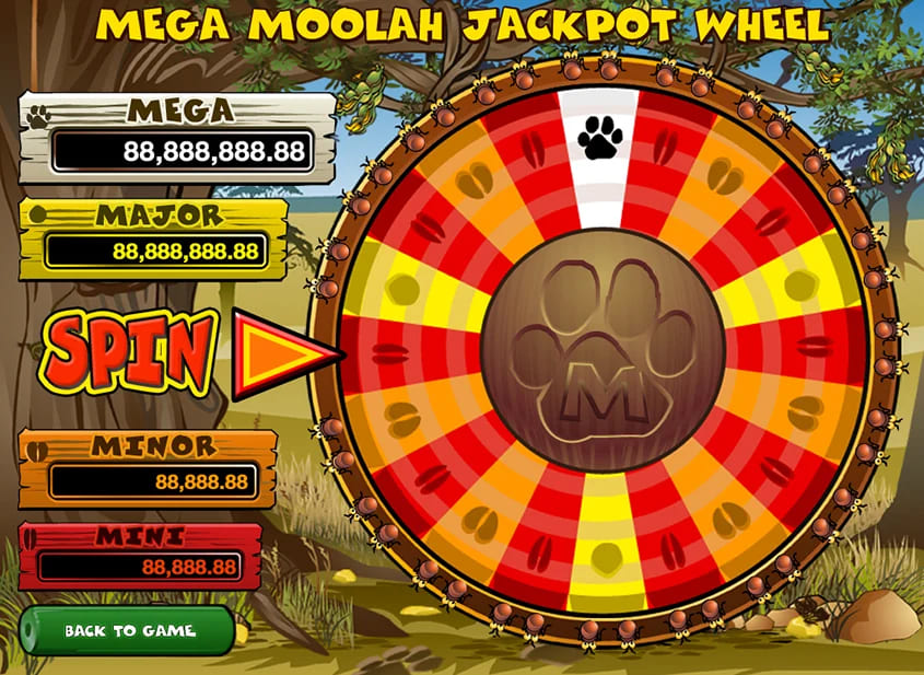 Mega Moolah jackpot wheel bonus.