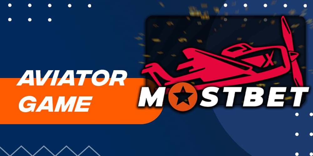 Mostbet Aviator app collage with logo of the game.