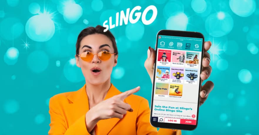 Slingo app launched on a mobile phone.