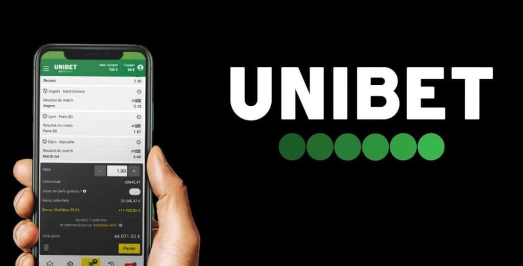 Unibet app launched on the phone.