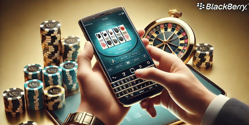 Blackberry casino app in hands of a man.