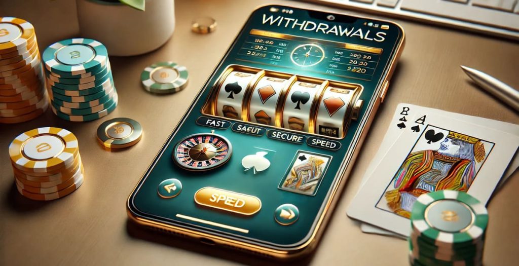 Fast Withdrawal Casino App on the phone with chips.