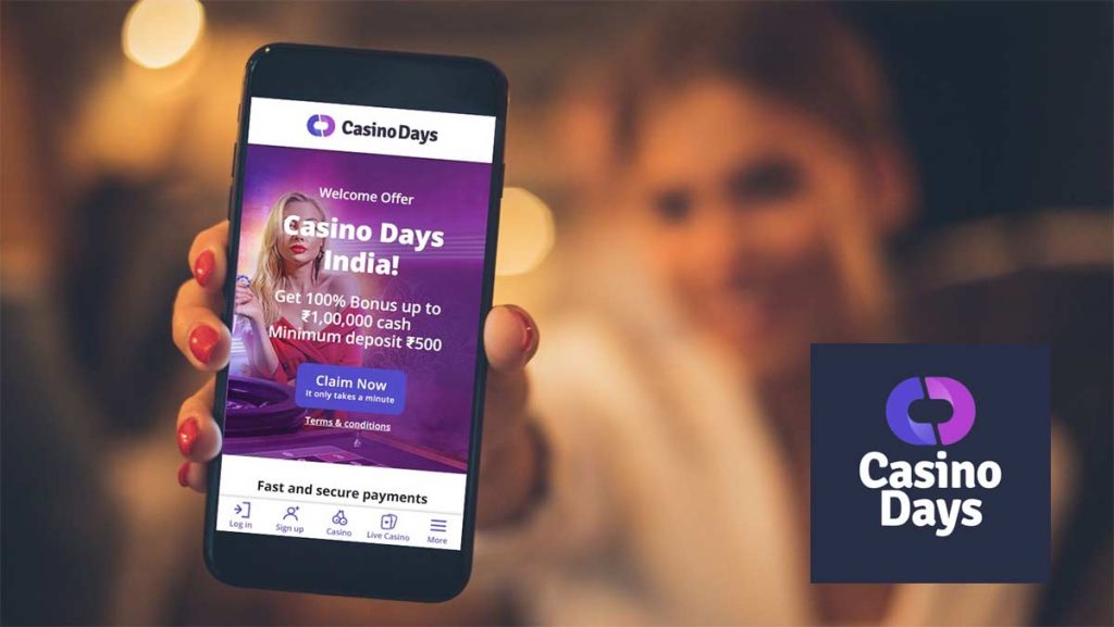 Casino Days app launched on the mobile phone.