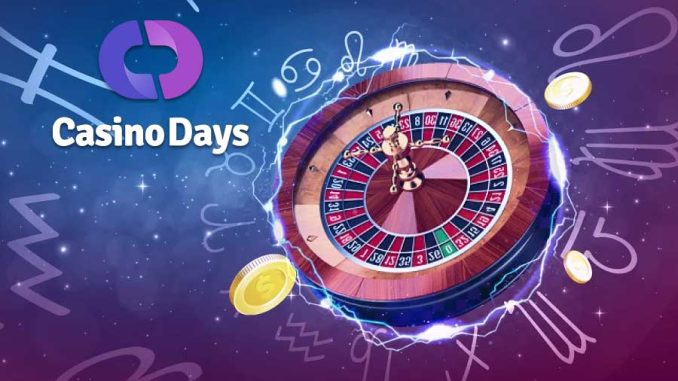 Live Roulette game with Casino Days app logo.