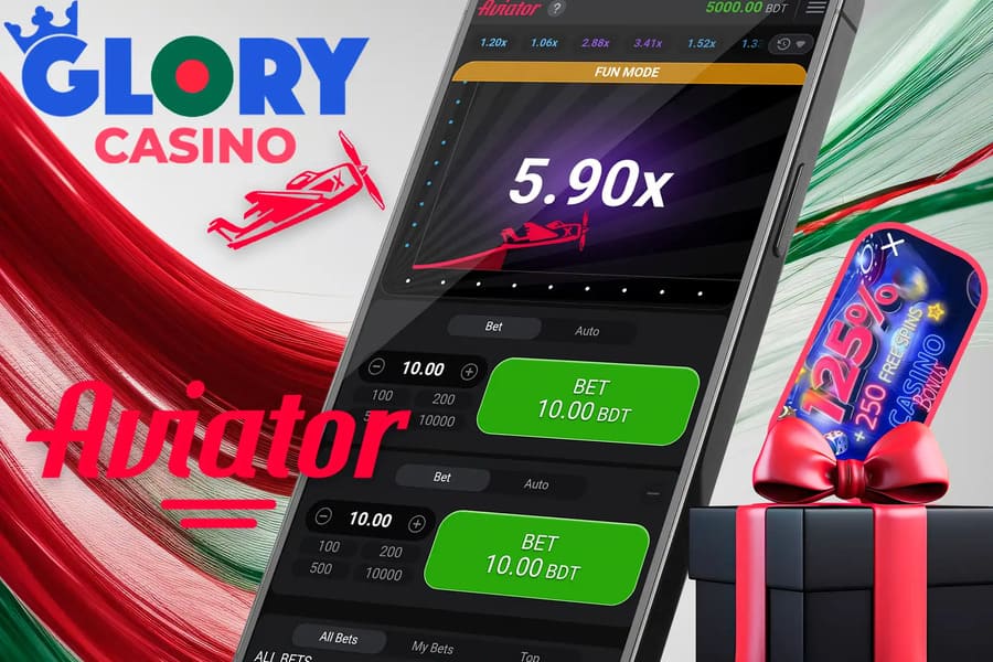 Glory Casino Aviator app launched on mobile phone.