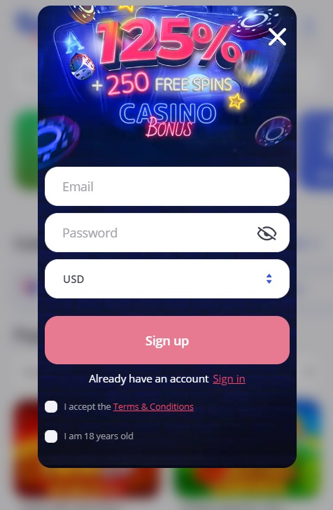 Glory Casino app sign up process.