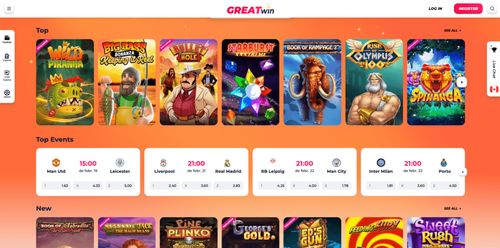 Mobile Spiele von GreatWin Casino.