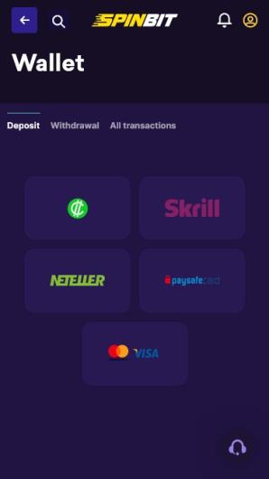 Spin Bit app payment methods on mobile phone.