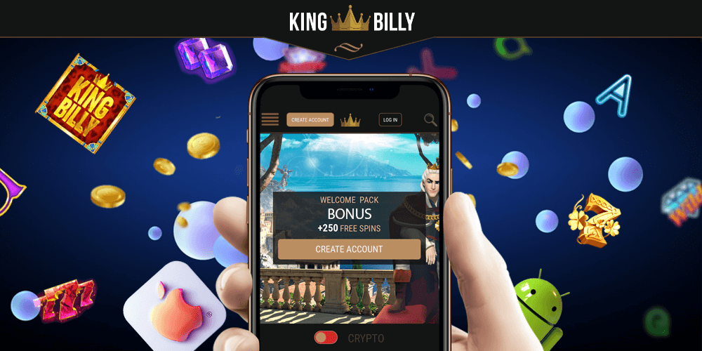 King Billy Casino app on mobile phone.