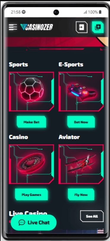 Casino Casinozer app mobile.