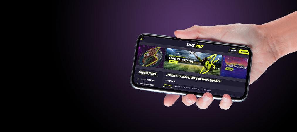 LiveBet app launched on mobile phone.