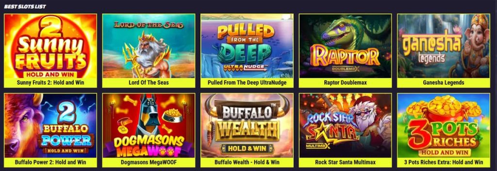 LiveBet casino app list of slots.