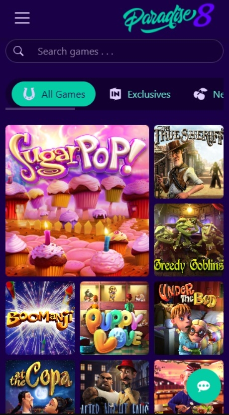 paradise 8 casino app games.